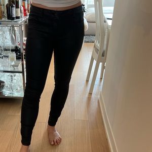 Mid rise black wax coated skinny Jean